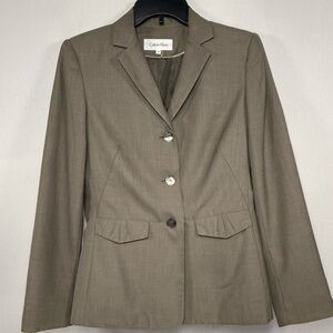 Calvin Klein Tan Khaki Blazer Suit Jacket Career Wear Size 8
